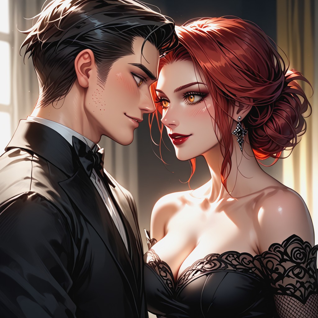 Modest_frame, Bare Shoulders, Amber Eyes Hentai AI Porn