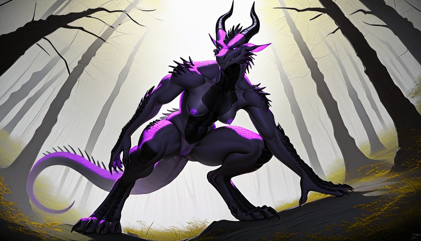 Glowing Purple Eyes, Smirk, Purple Paw Pads Furry AI Porn