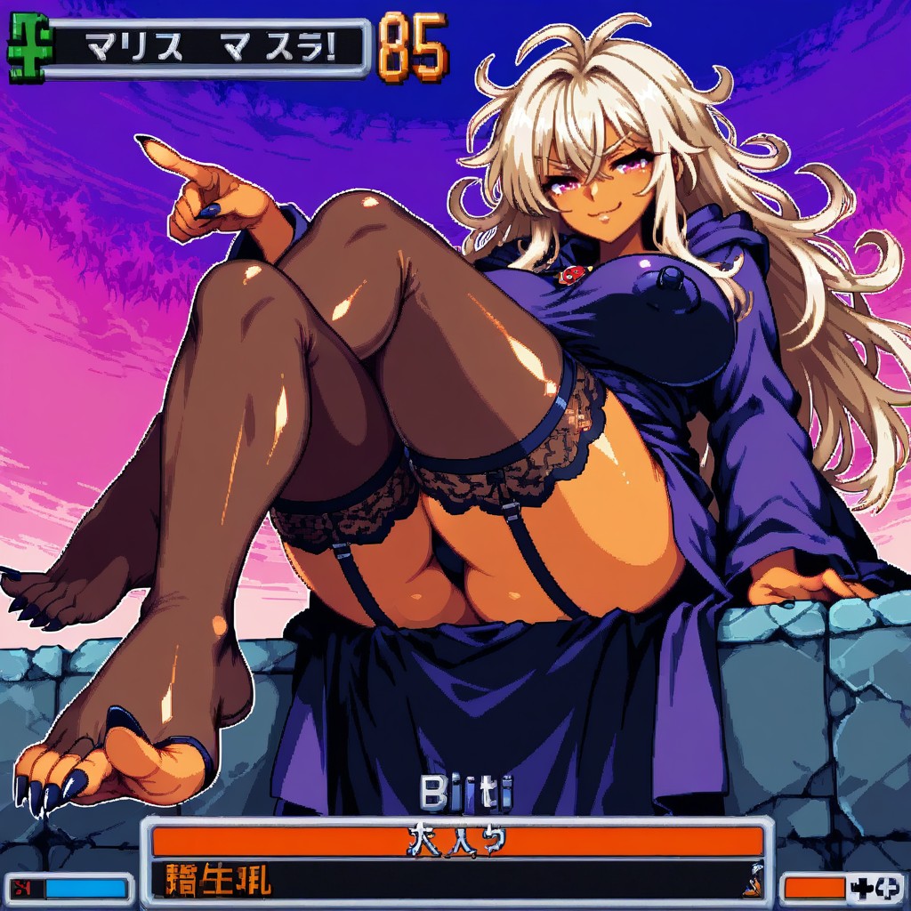 Sharp Nails, Game Battle Screen Style, Low Angle View Hentai AI Porn