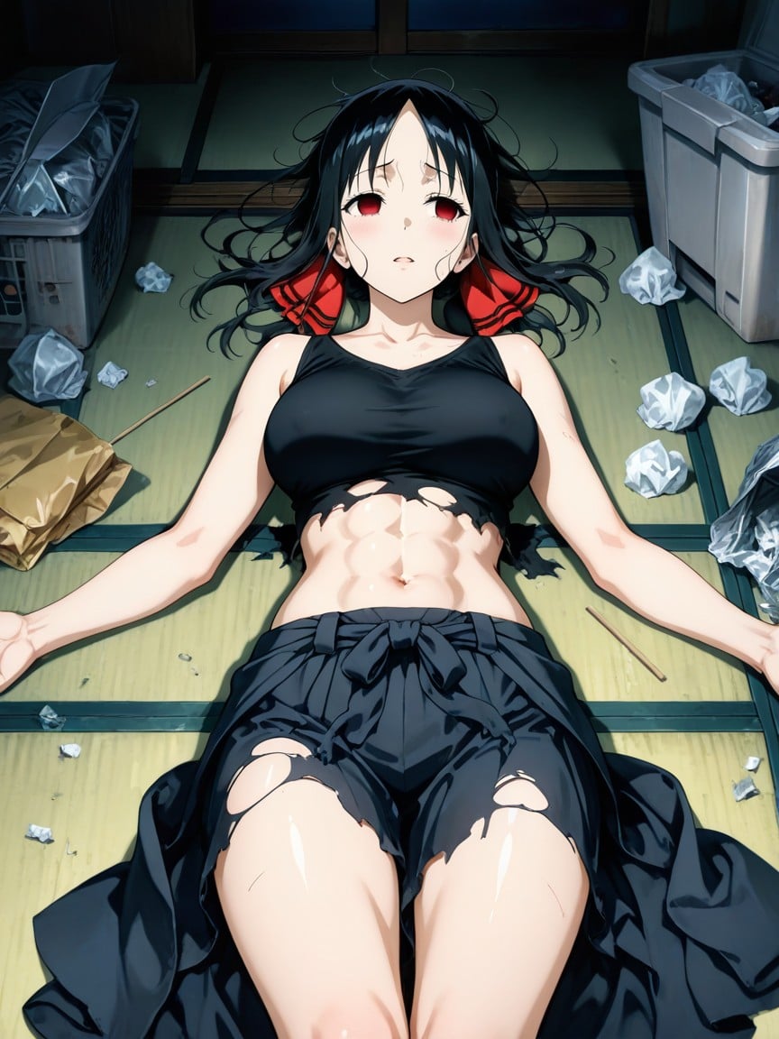 Dark Room, Messy Hair, Laying Hentai AI Porn