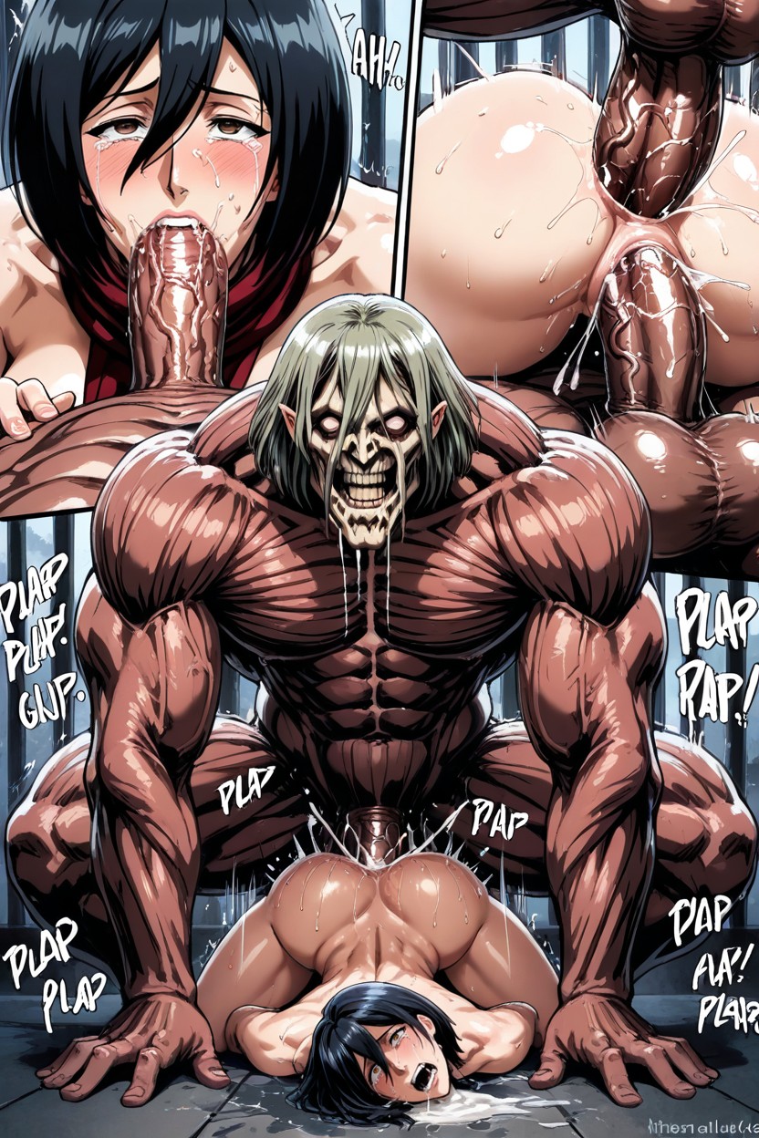 Male With Fangs, Fit, Mikasa Pounding Hentai AI Porn