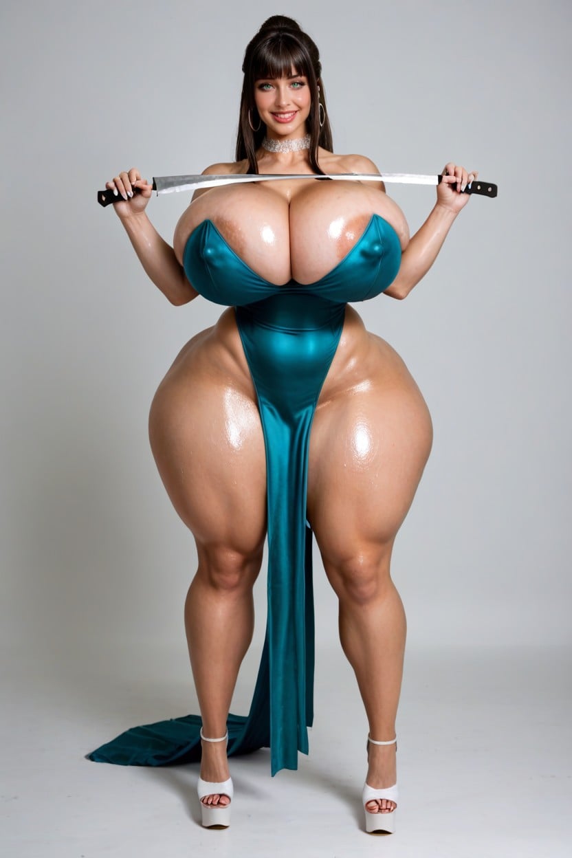 Looking At Viewer,solid Color Background, Sexy Body, Big Bimbo Lips AI Porn