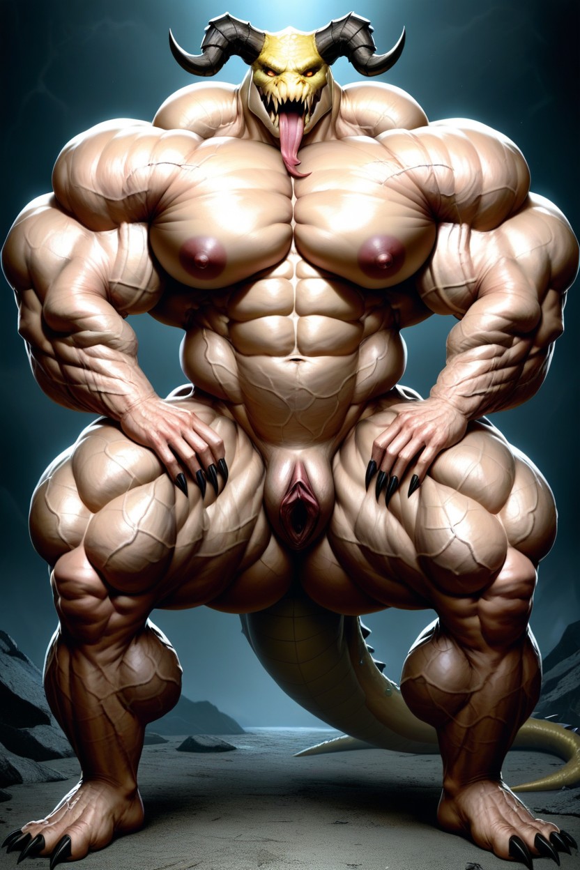 Shredded Muscles, Manly, Highly Detailed Muscles Furry AI Porn