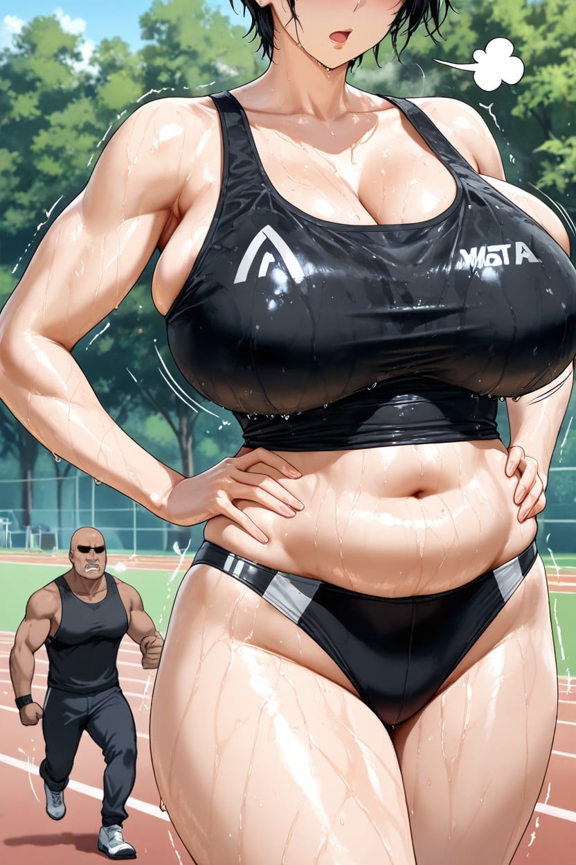 Tomboy, Perfect Hourglass Body, Bald Male Hentai AI Porn