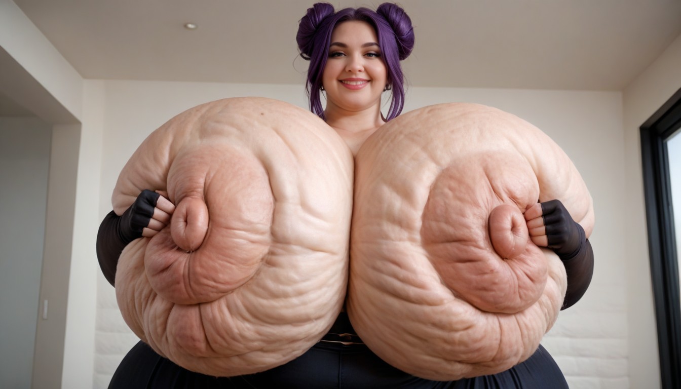 Hyper Detailed Cellulite On Breasts, Hyper Detailed Cellulite On Breasts, Gigantic Overflowing Tits BBW AI Porn