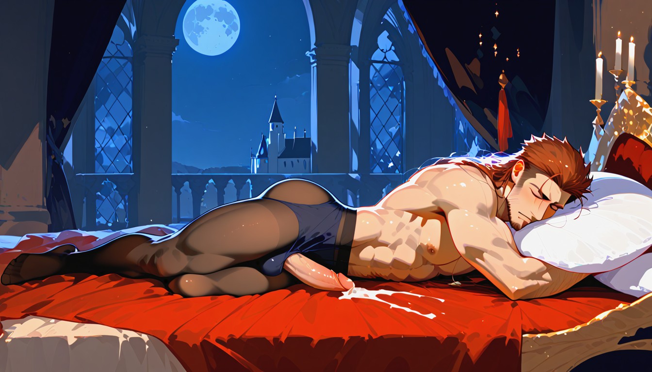 Closed Eyes, Night, Head On Pillow AI Gay Porn