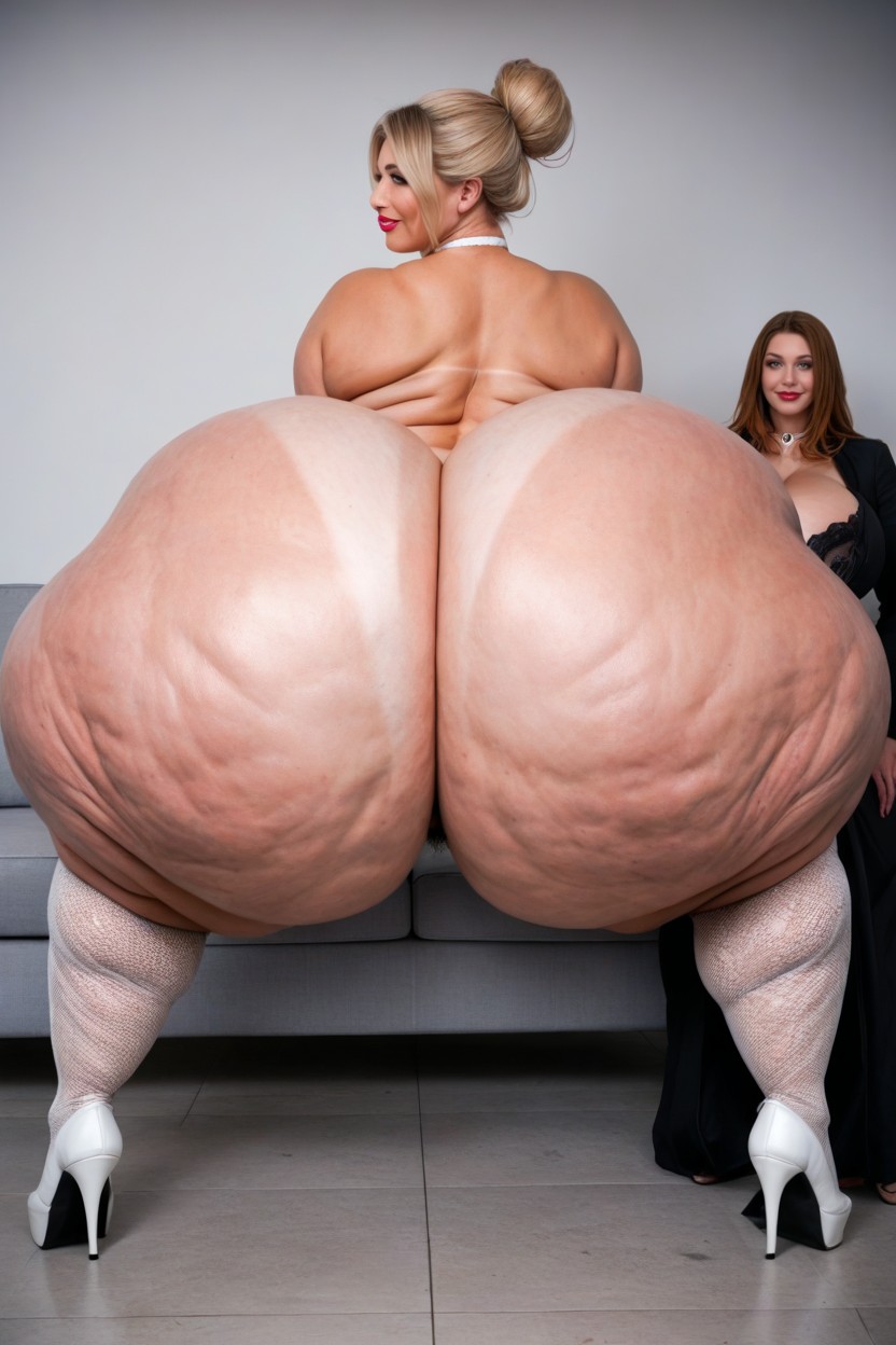 Gigantic Hyper Butt, Hyper Gigantic Ass, Photorealistic Seductive Smile BBW AI Porn