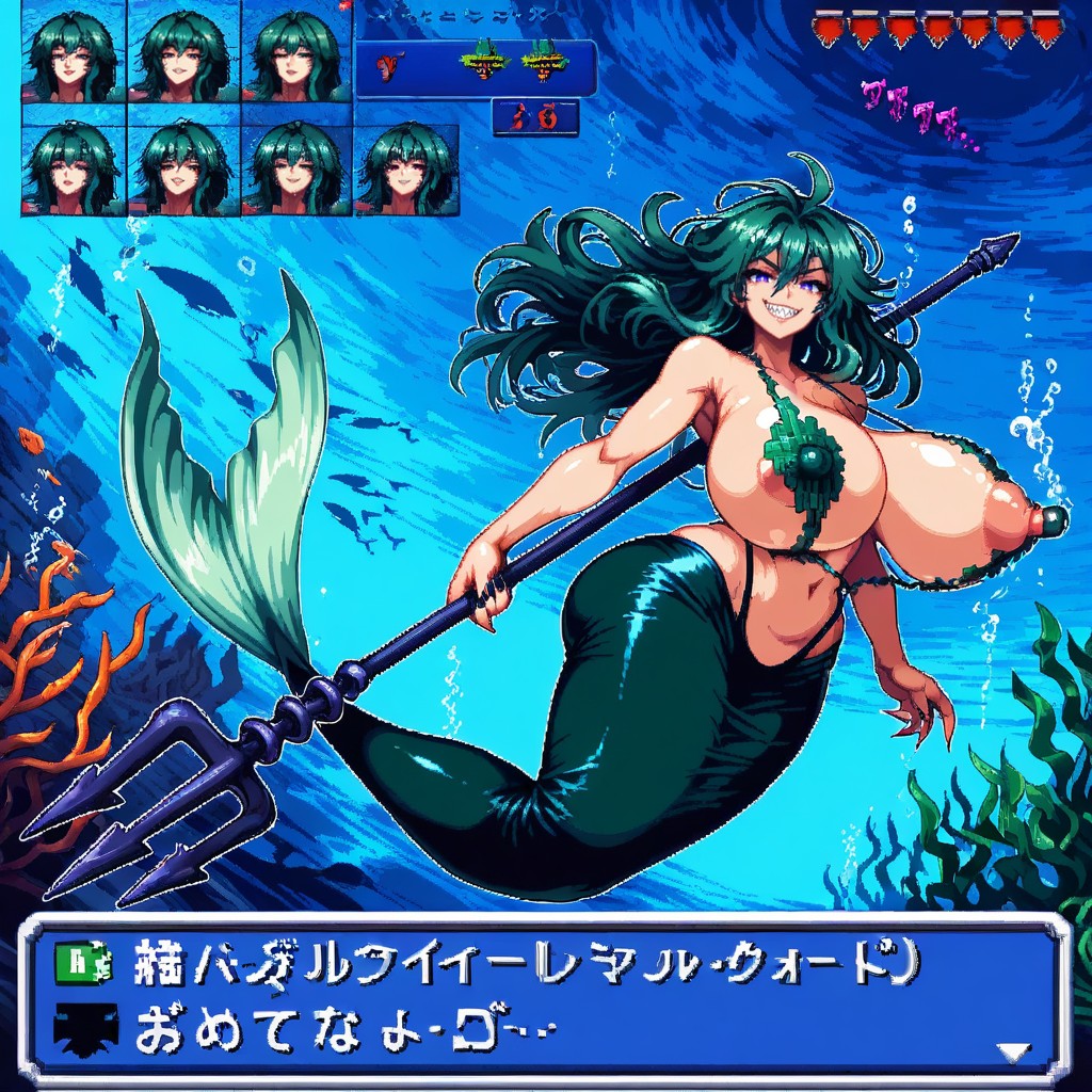 Massive Natural Breasts, Turquiose Skin Tone, Low Angle View Hentai AI Porn