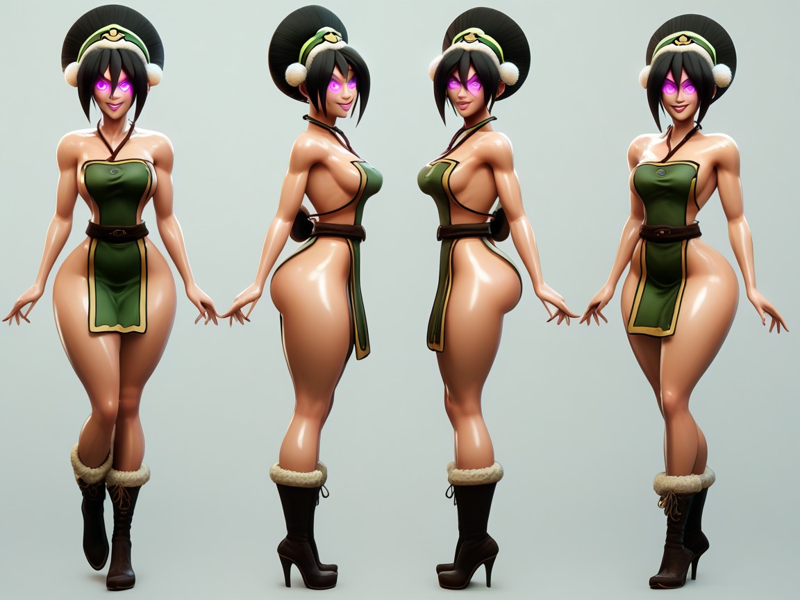 Cgi, Her Eyes Are Filled With Spirals Of Blue And Pink, Arched Eyebrows Hentai AI Porn