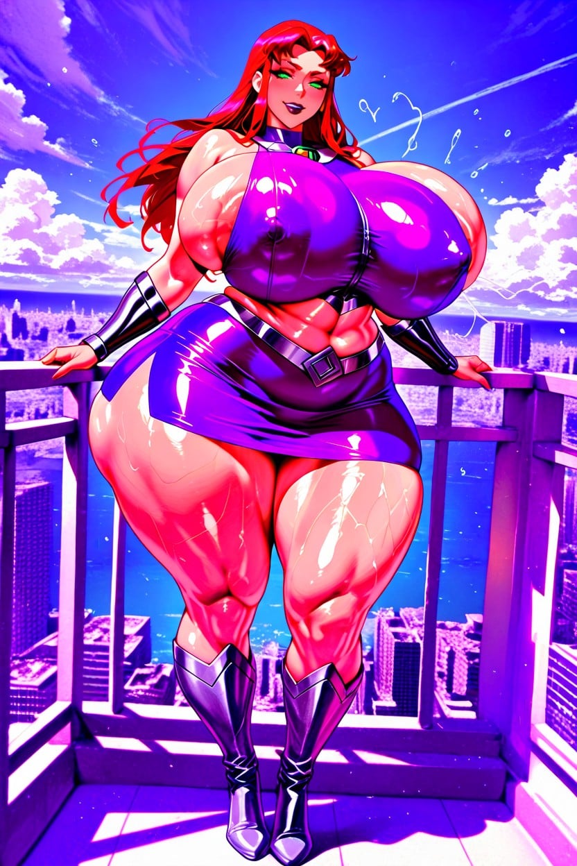 Clear Colors, Sea In The Background, Gigantic Colossal Breasts AI Porn
