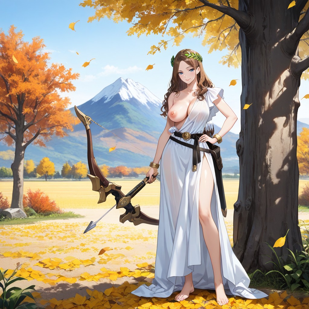 Day Time, Other Breast Nipple Visible Under Clothes, Front View Hentai AI Porn