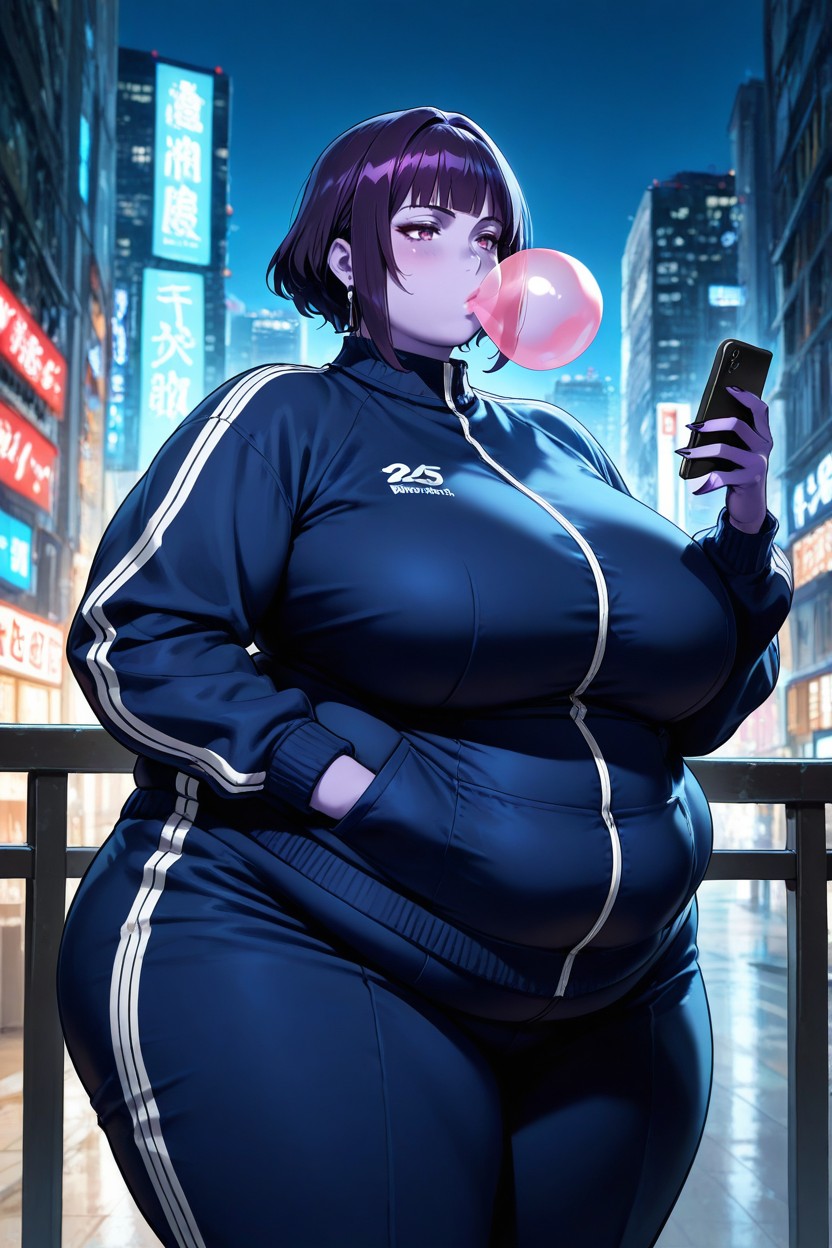 Bowlcut Hair, Blowing Gum Bubble, Fat AI Porn