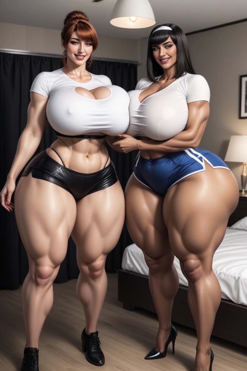 Thick Thighs, Straight Haired Black Woman, Crop Top AI Porn