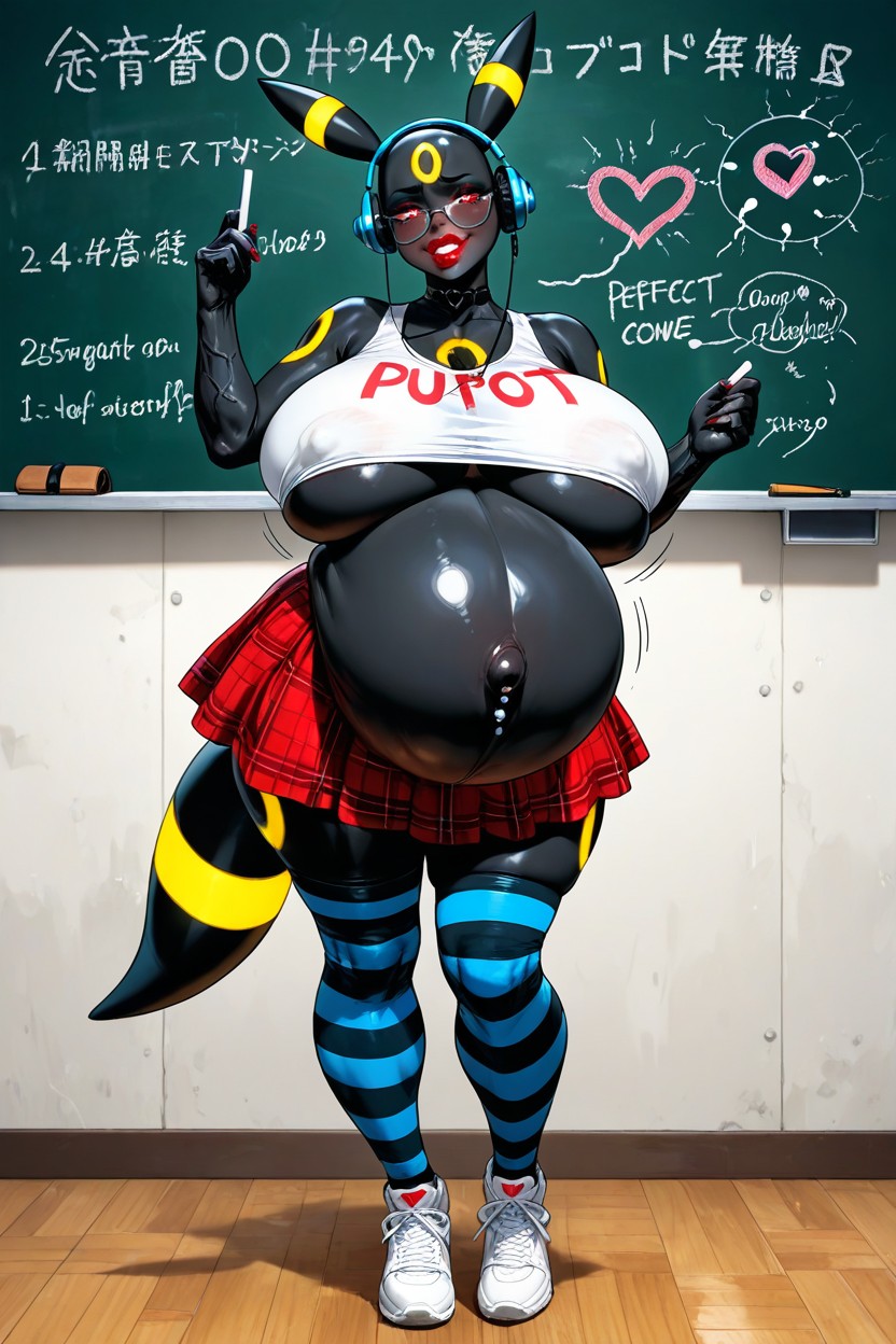 Holding A Piece Of Chalk, Bimbo, Very Detailed Face Hentai AI Porn