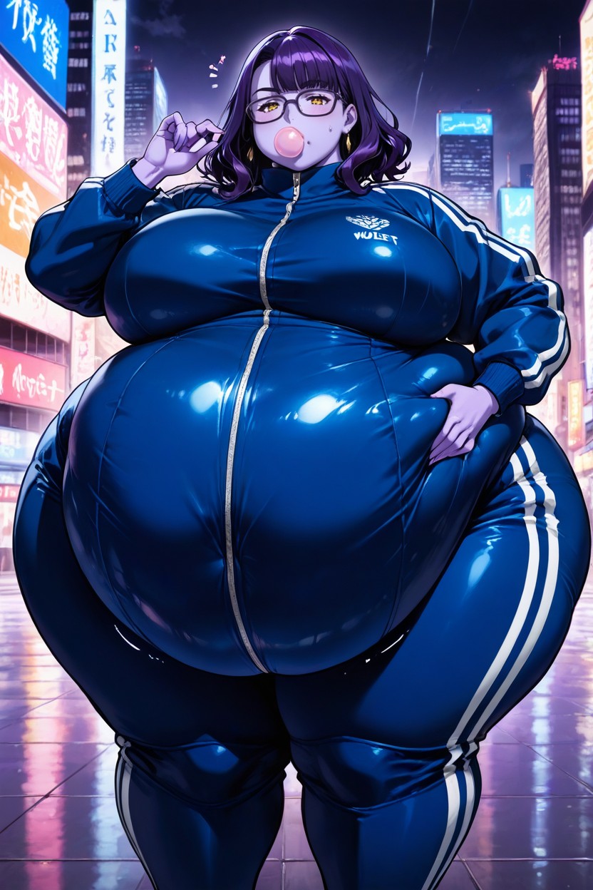 Wearing Dark Blue Tracksuit, 25+, Round Body AI Porn