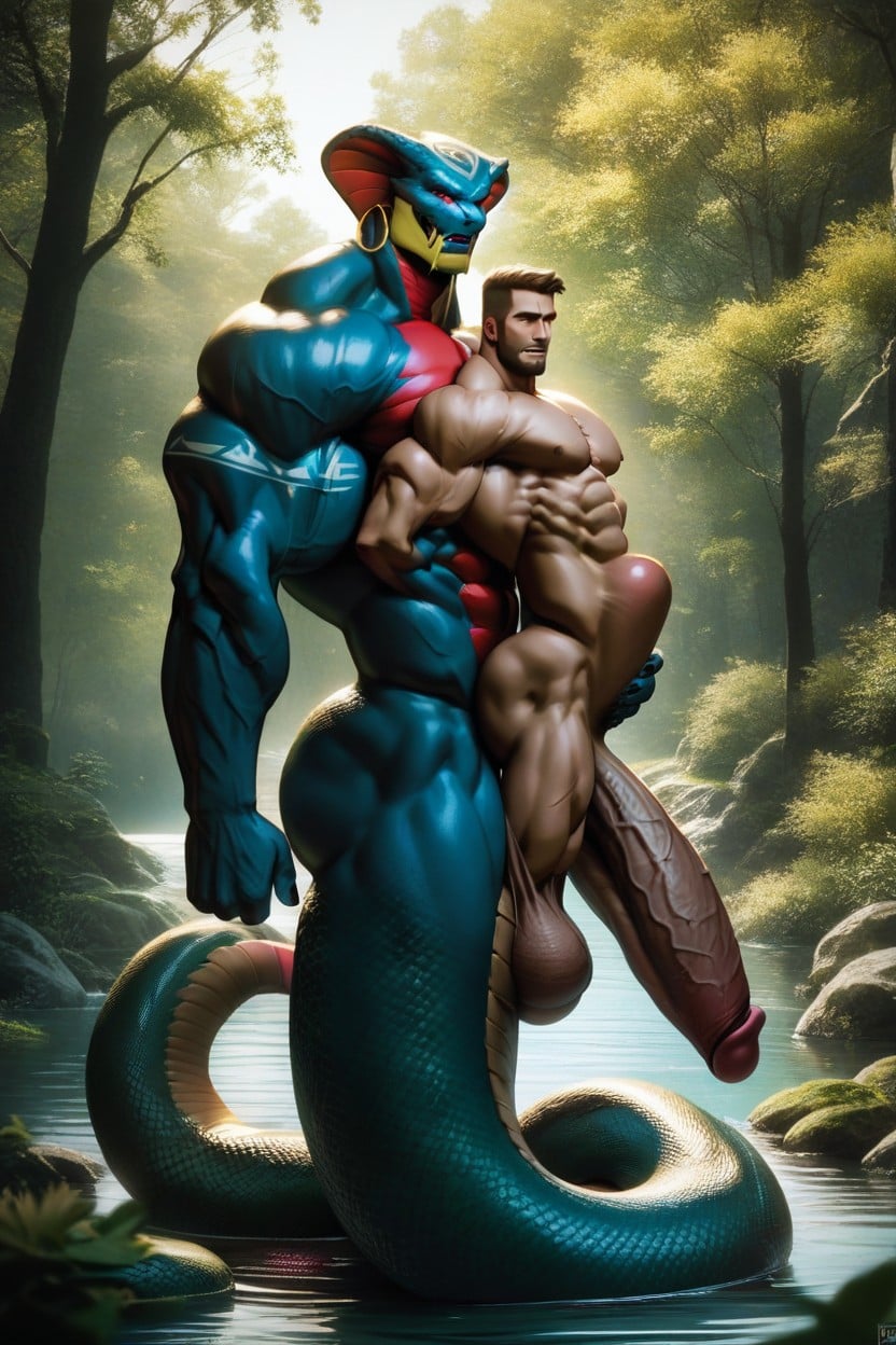 2 People, Tribal Tattoes, Tanned AI Gay Porn