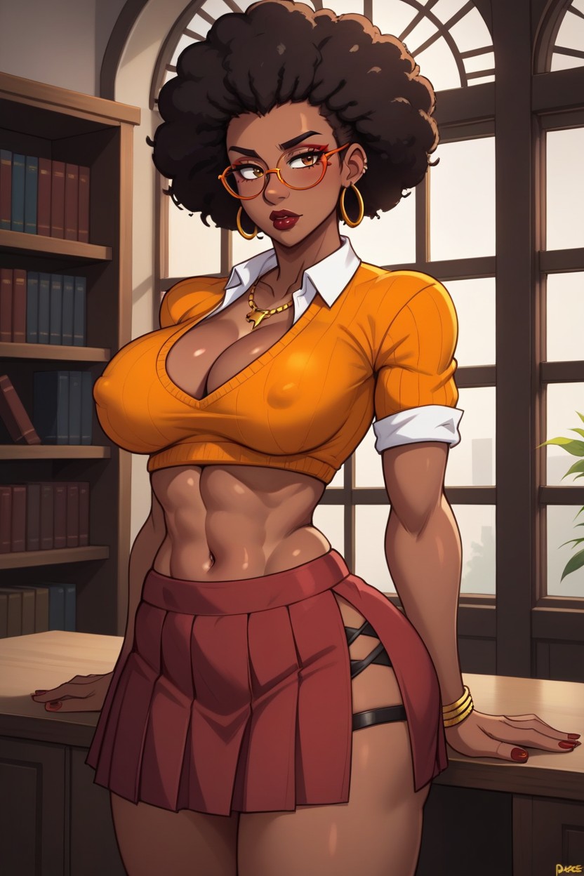 Large Fat Puffy Lips, Golden Hoop Earrings, Artist Dross Artstyle Hentai AI Porn