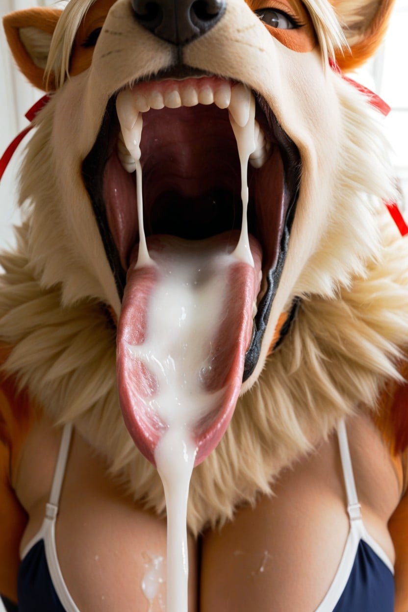 Very Long Tongue, Cum On Tongue, Close Up AI Porn