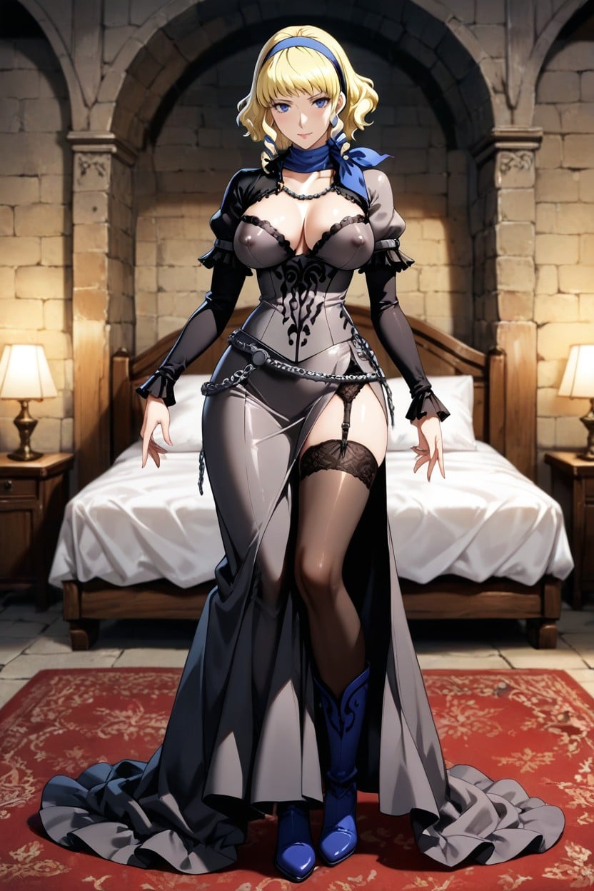 Medieval Castle, Violet Heeled Boots, Model Hentai AI Porn