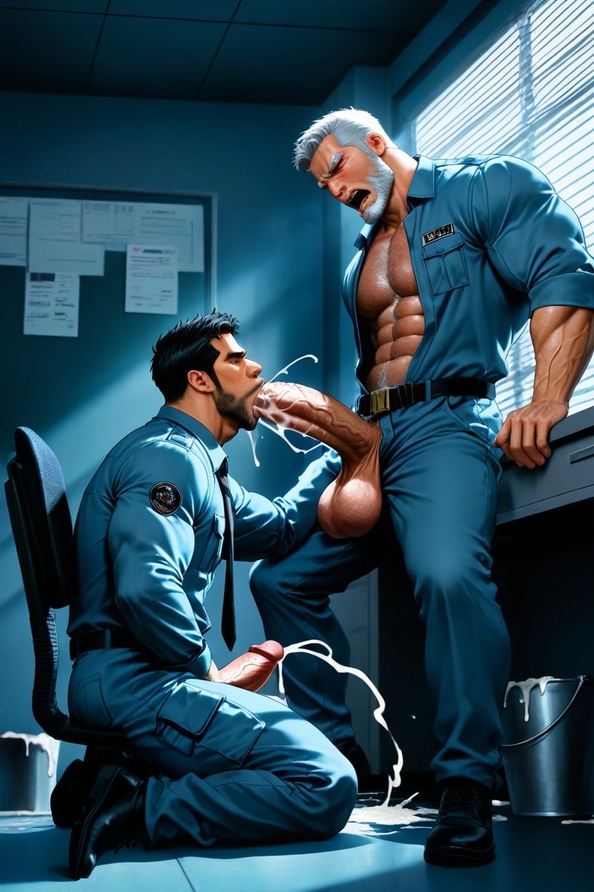 Moonlight Streaming Through Window Blinds, Empty Office Room At Night, Hyper Realistic AI Gay Porn