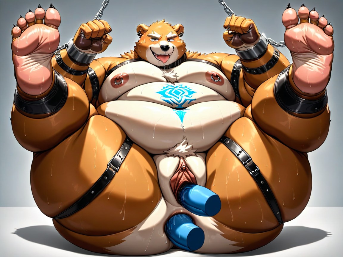 Fat, Nipple Piercings, Belly Tattoo Furry AI Porn