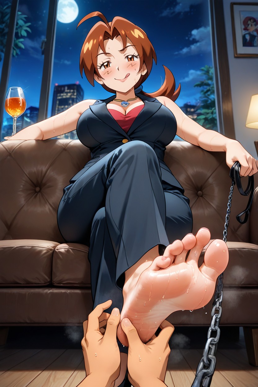 Perfect Soles, Deila Ketchum Legs Crossed, Smug Expression Hentai AI Porn