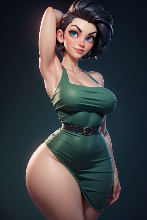 Thick Thighs, Tall Thick And Curvy Perfect Body, Blue Eyes Hentai AI Porn