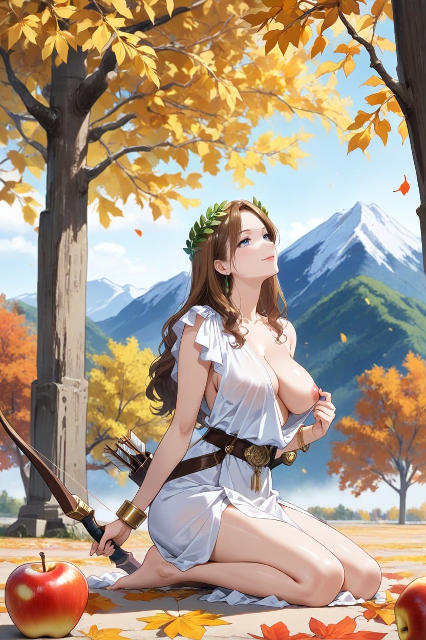Sexy Lady, Fallen Orange And Yellow Leaves, Hard Lighting Hentai AI Porn