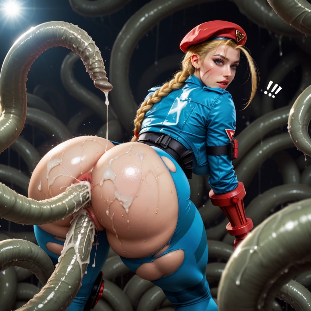 Cum Everywhere, Arms Held By Tentacles, Oiled Skin AI Porn