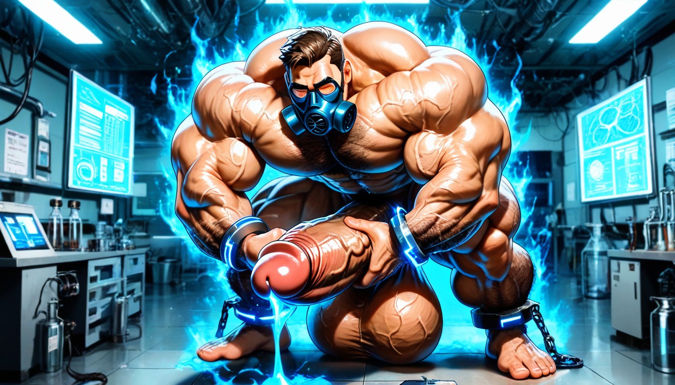 Hairy Body, Huge Balls, Gas Mask Porno IA Gay