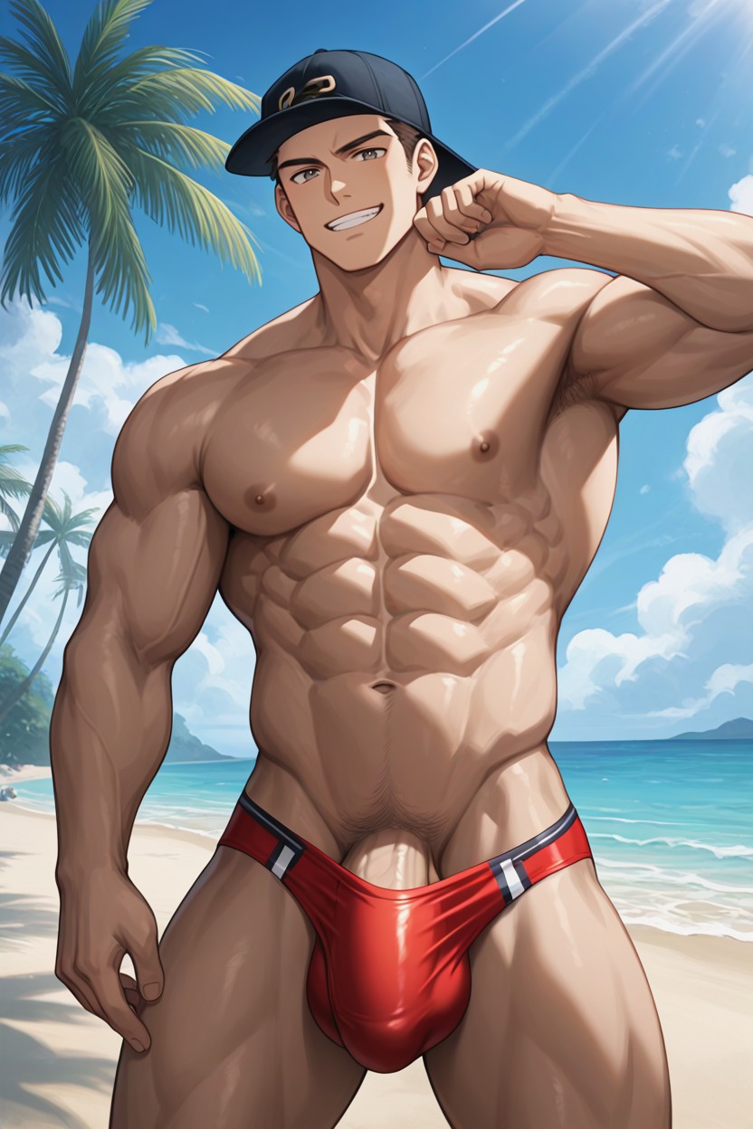 Smiling, Extremely Thick Cock, Body AI Gay Porn