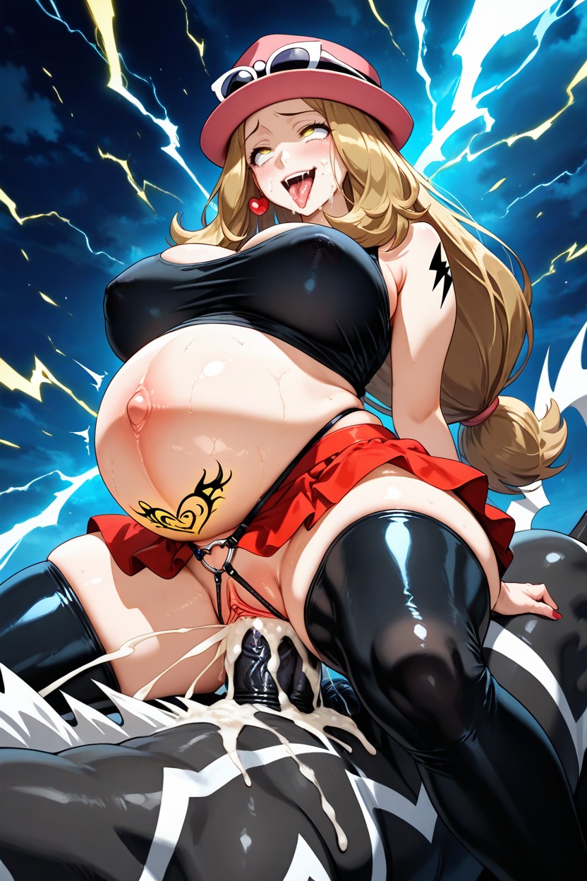 Slutty Outfit, Semen Charged With Yellow Static Electricity Dripping From Pussy, Legs Open Hentai IA