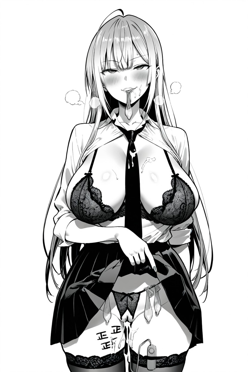 White Background, Seductive Gesture, Cum On Face Hentai AI Porn