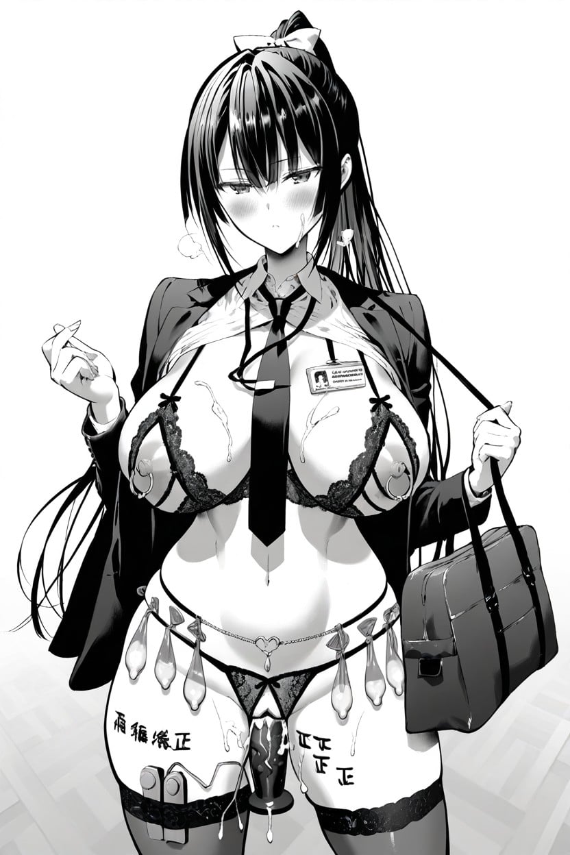 Dildo Penetration, Lace Bra, Egg Vibrator On Thigh Hentai AI Porn