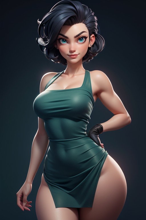 Blue Eyes, Correct Body Proportions, Curvy Hips Hentai IA