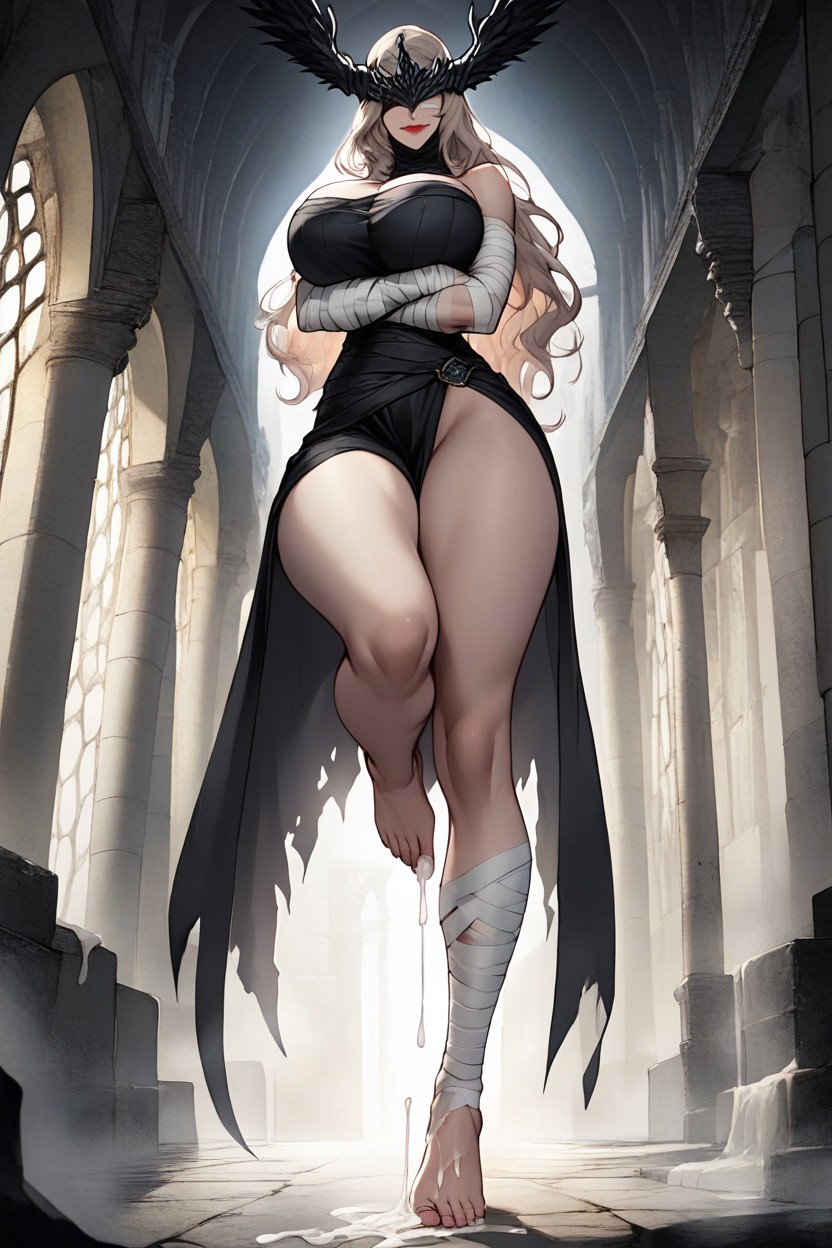 Crotch Wrapped In Bandages, Standing On One Leg, Waist Wrapped In Bandages Hentai IA