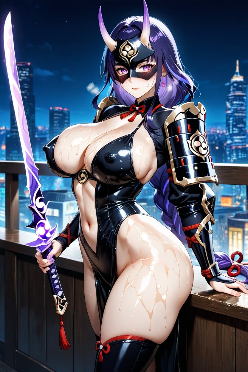 Night, Curvy Body, Máscara De Baile De Noche Hentai IA