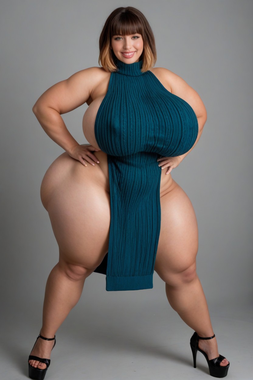 Dark Brown Skin, Lace High Heel Sandals, Huge Round Ass AI Porn
