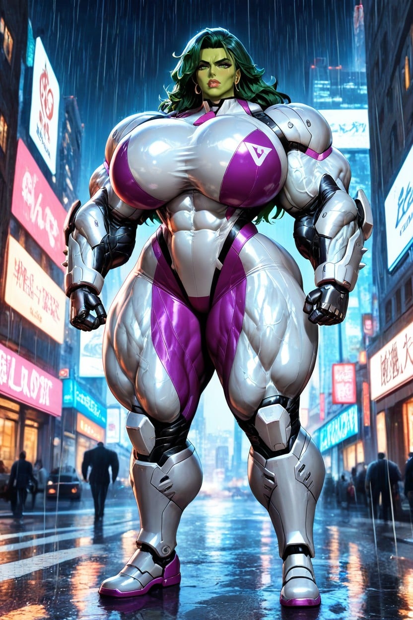 Gigantic Veins All Over Her Body, Robot Armor, Abs Hentai AI Porn