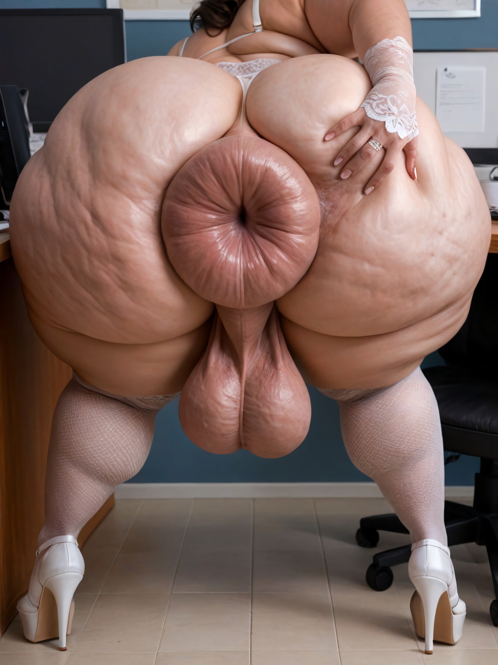 Small, Fat Arms, Balls Hanging Out Shemale AI Porn