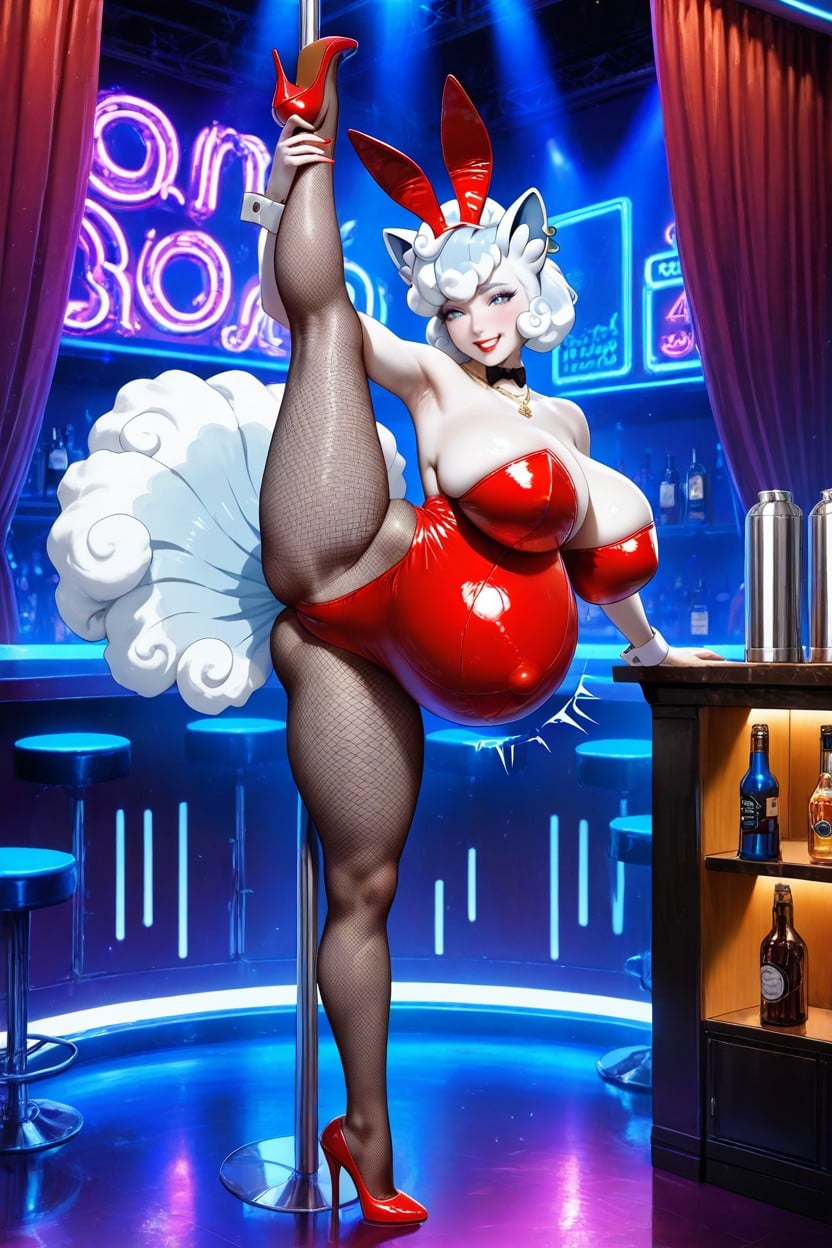 Alolan Vulpix, Belly Inflation With Air, Earrings AI Porn