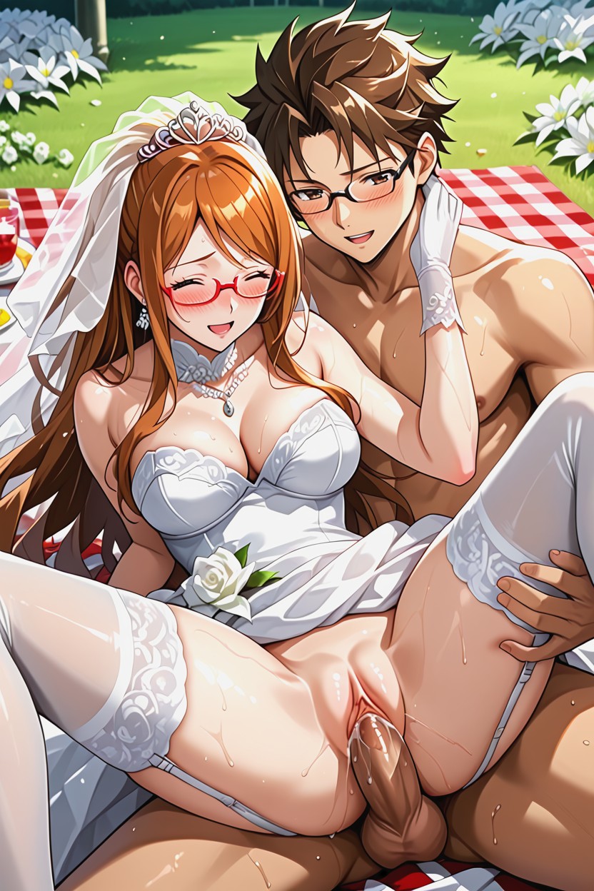 Passionate Sex, White Flowers, Spreading Legs AI Porn