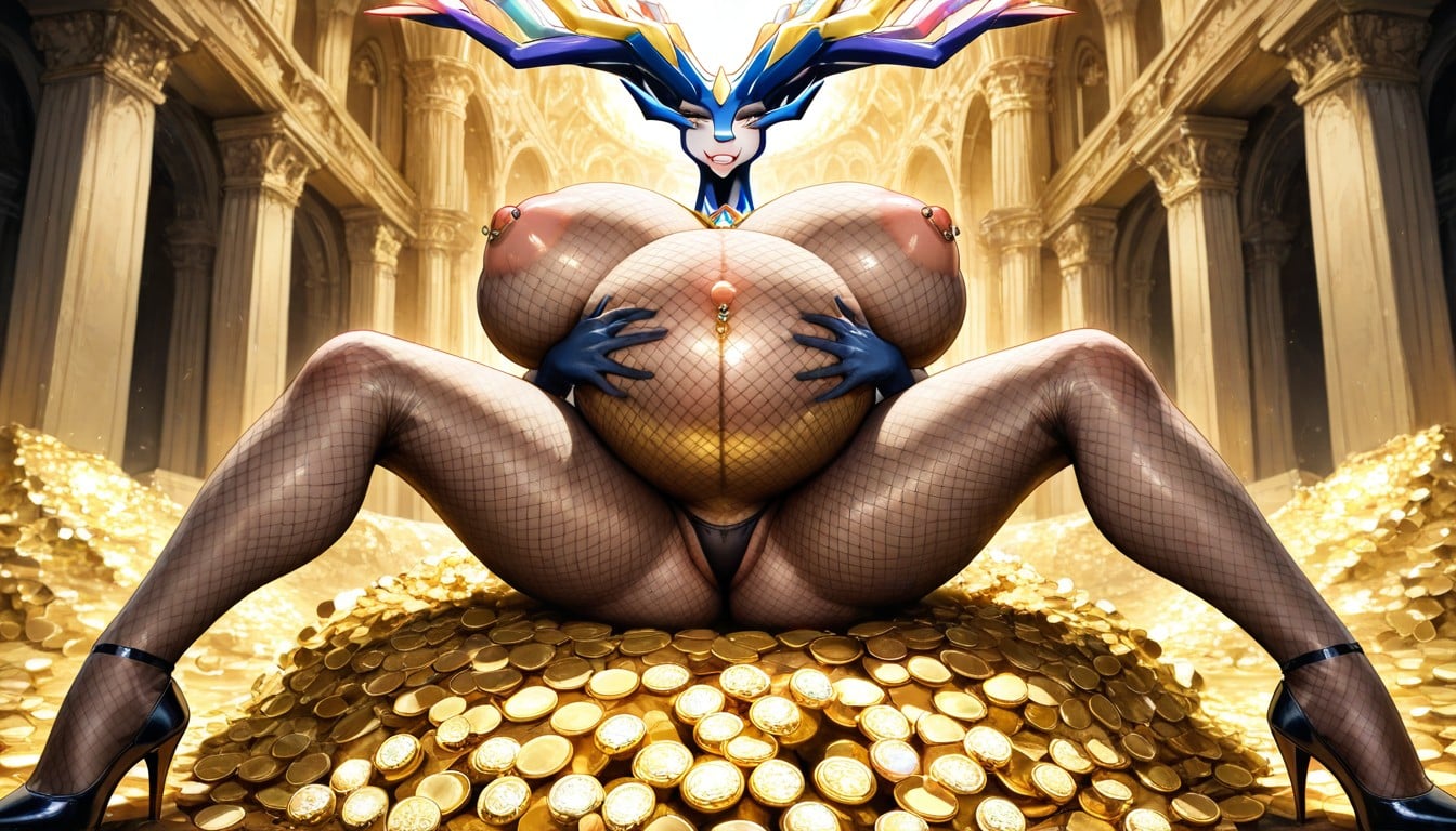 Nipple Piercing, Gigantic Round Pregnant Belly, Jewelry Hentai IA