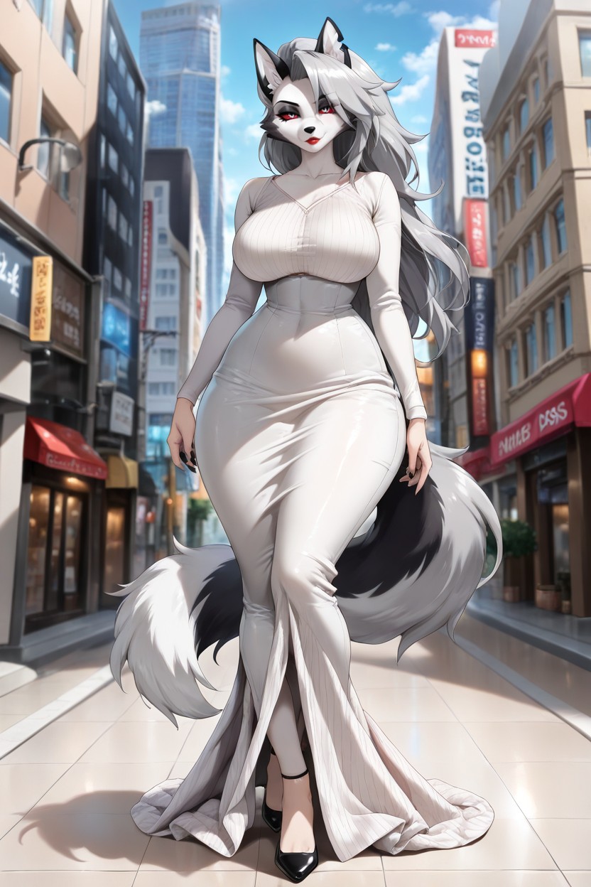 Pale Dress, Muslos Gruesos, Fitted Dress Hentai IA