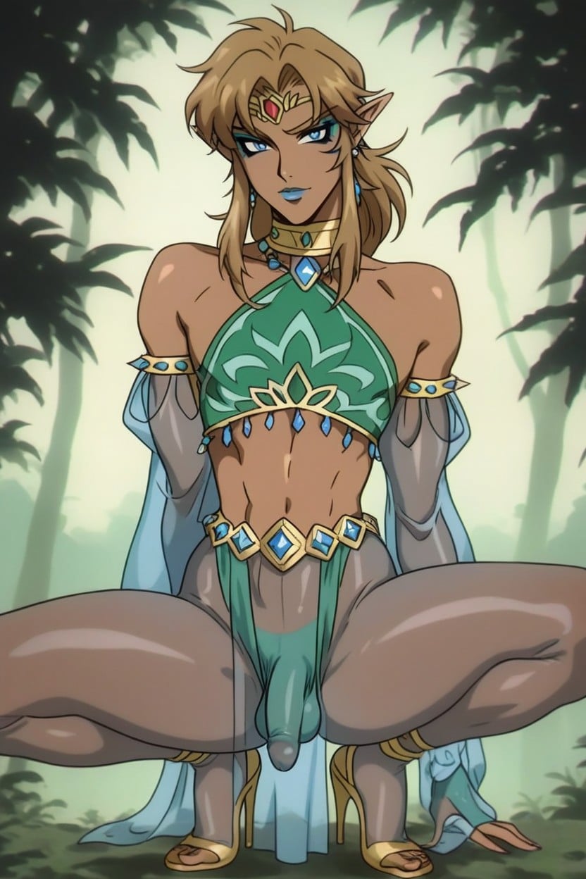 Sexy Eyes, Flaccid Penis, Very Detailed Anime Style Shemale AI Porn