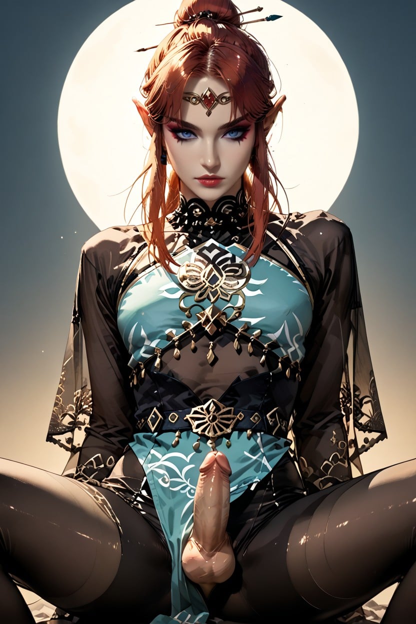 Bright Blue Eyes, Link From Legend Of Zelda, Highly Detailed Cock Bulge Shemale AI Porn