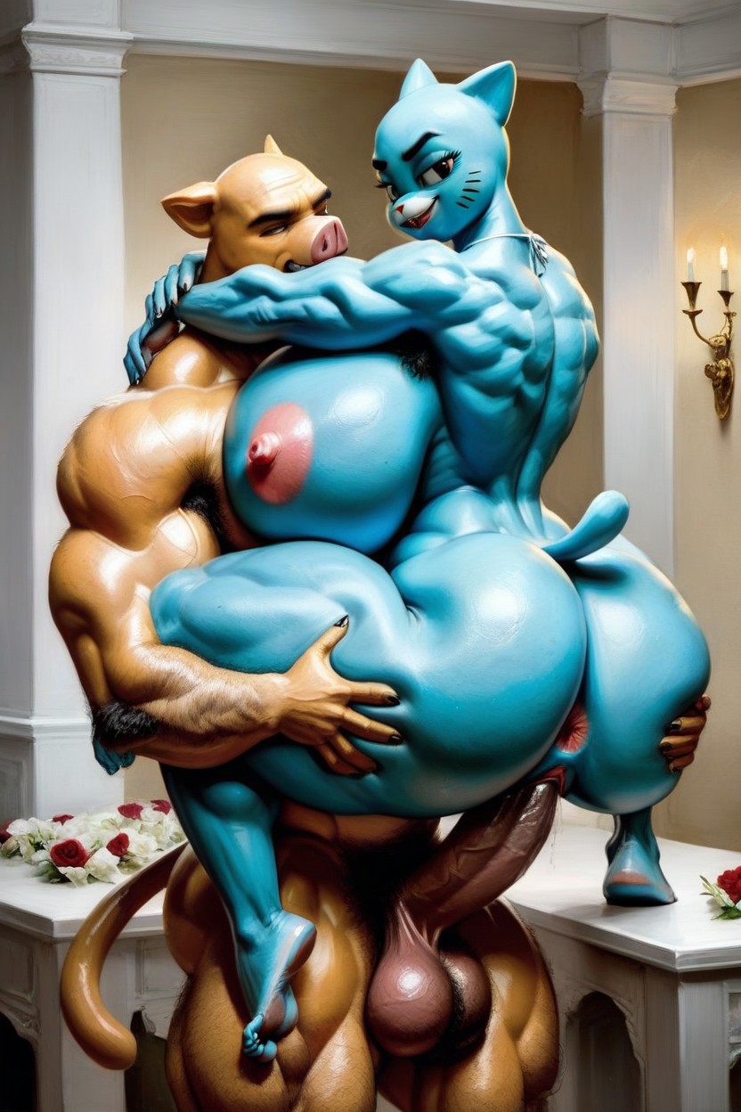Carry Sex, Hyper Breasts, Yellow Sperm Color Furry AI Porn