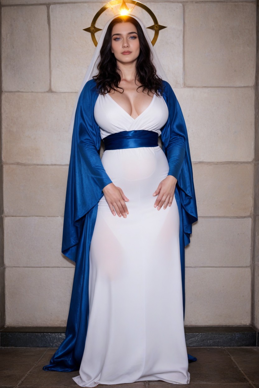 Glowing, Covered Clothed Pubic, In A Beautiful Church AI Porn