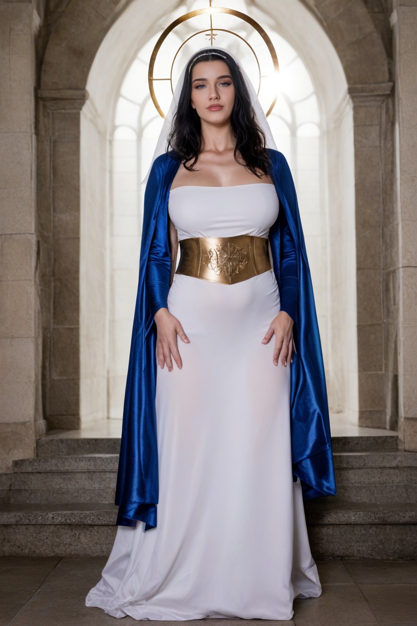 Full Body Covered Clothed, Blue Robe, Glowing Clothes AI Porn