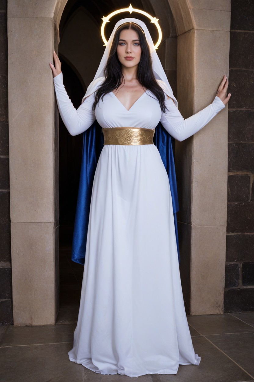 Gothel, Holy But Sexy Bitch Bare Face, Shining Glow Blue And White Clothes AI Porn